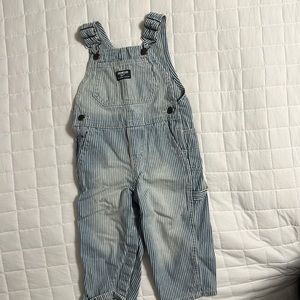 Size 18 month, Oshkosh, striped overalls.